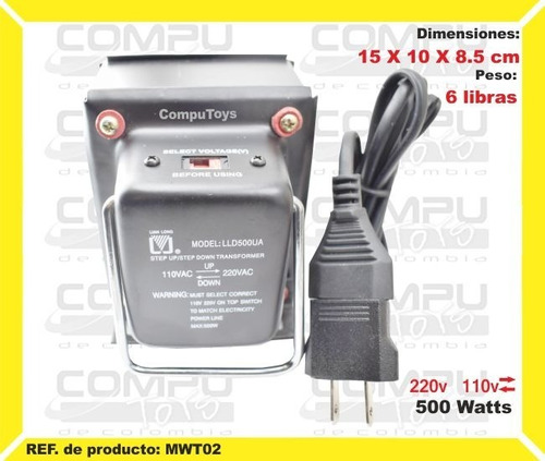 Transformador 110-220v, 500 Watts Ref: Mwt02 Computoys Sas