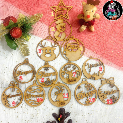 Bolitas Navideñas En Madera Personalizadas