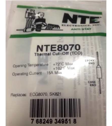 Fusible Termico Nte 8070 70 C Thermal Cut Off 162 F 15 Amp