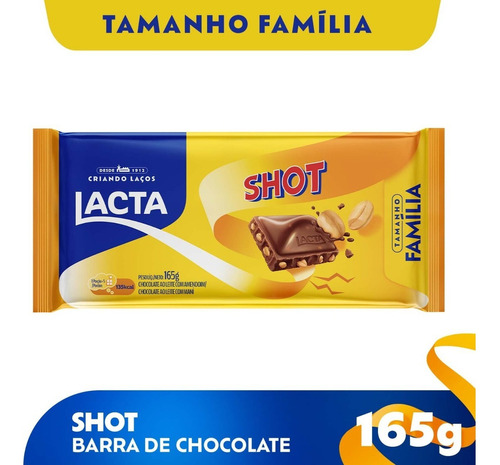 Chocolate Lacta ao leite com amendoim Shot 165g