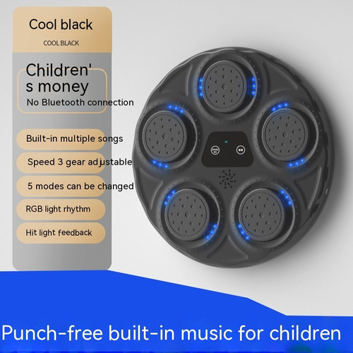 Máquina Boxe Musical Parede Eletrônica Infantil Sem Luvas Cor Preto