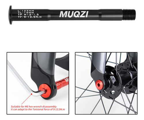 Eje Pasante De Horquilla De Bicicleta, Adaptador Negro 123mm