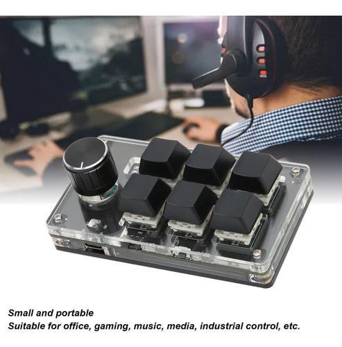Teclado Mecânico Para Jogos, 6 Teclas, 1 Botão, Pequeno Usb