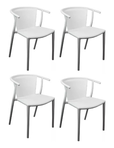 Set 4 Sillas Moderna Minimalista Steely Comedor Hogar Blanco