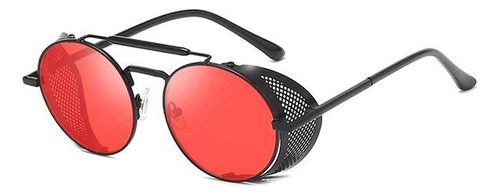Óculos De Sol Bulier Modas Alok, Cor Vermelho Armação De Aço, Lente De Policarbonato Haste De Aço