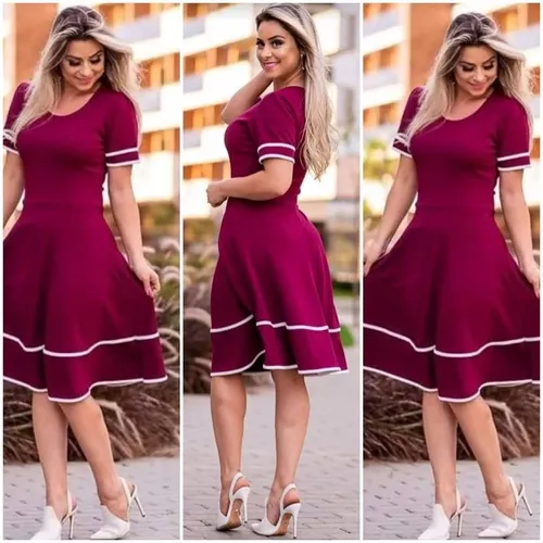 Vestido Evangélico Feminino Midi Godê Rodado Lançamento Pret