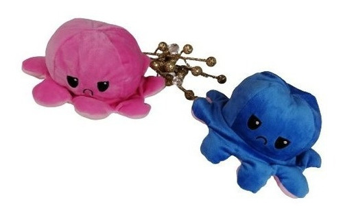 Pulpo Reversible Pulpito Feliz Enojado Rosa-azul