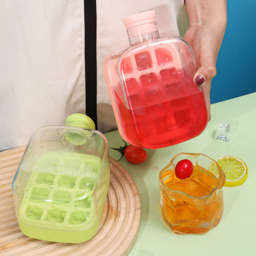 Copo De Garrafa De Água 2 Em 1 Ice Cube Maker Com Canudo De