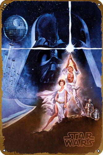 A New Hope Movie Poster Metal Tin Sign 8x12 Pulgadas Decorac