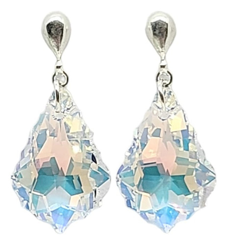 Aros Pasantes Cristales Swarovski  Barroco 22 Mm - Plata 925