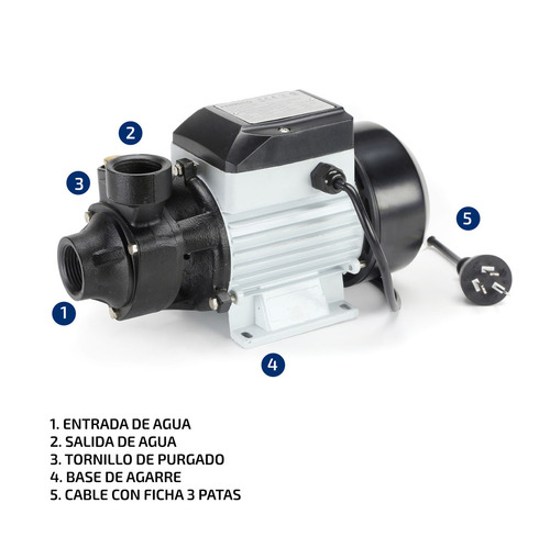 Bomba De Agua Periferica 0.5hp Eleva 25mts 30l Min 50hz 220v Color Blanco