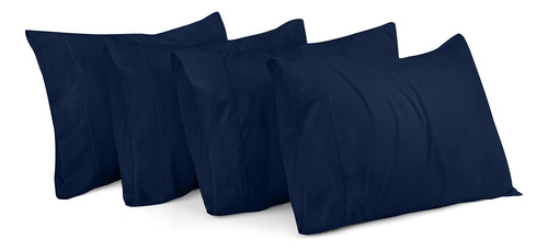 Fundas De Almohada Estandar Con Cierre De Sobre Color Azul Azul Marino Liso