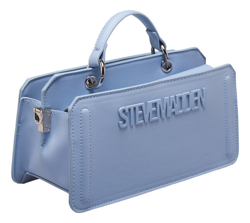Bolsa Satchel Beviee Blue Haze Steve Madden Bags Acabado de los herrajes Oro Correa de hombro Azul claro Diseño de la tela Lisa