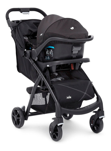 Carrinho de bebê de paseio Joie Muze travel system universal black com chassi de cor preto