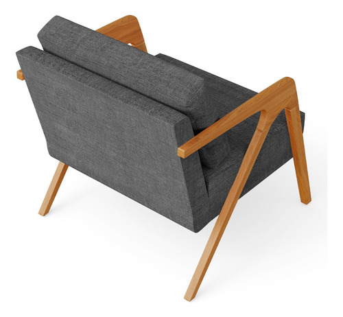 Kit 03 Poltrona Decorativa Sala Pietra Linho Cinza Escuro Cor Cinza-escuro Desenho Do Tecido Liso
