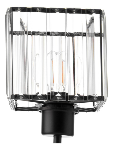 Lámpara De Mesa Metal Con Cristal Foco 7w Decolamp 2184 Color De La Estructura Negro Color De La Pantalla Agua