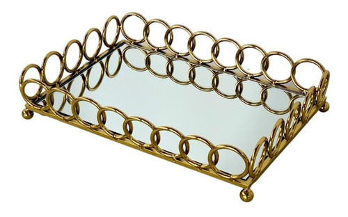 Bandeja Rectangular Circulos Gold L