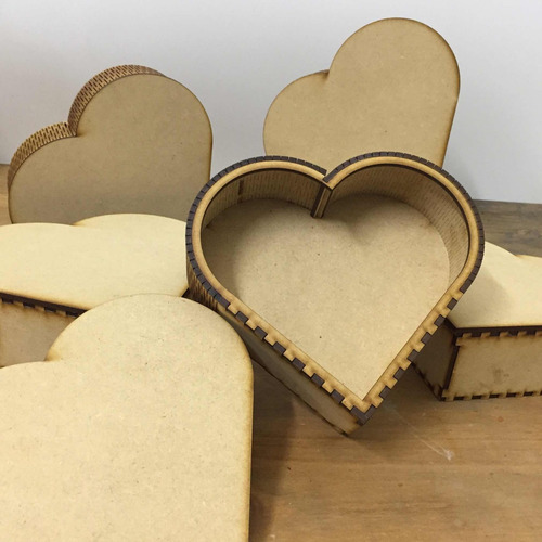 Caja Corazón Corte Laser 15x15x6 Regalo Enamorados