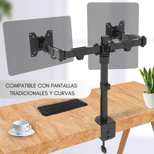 Soporte Doble Monitor Televisor Escritorio Brazo 17-27 3-6kg
