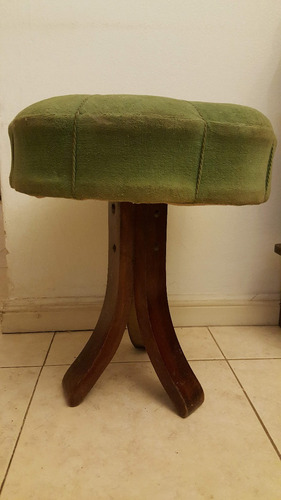 Banco Pana Verde 3 Pata Taburete Madera Mesa Flor Reliquia (Usado)