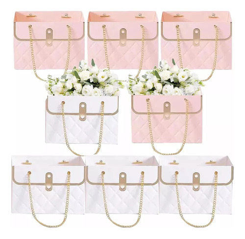 Bolsa De Regalo Rectangular Con Forma De Caja De Flores, 8 U