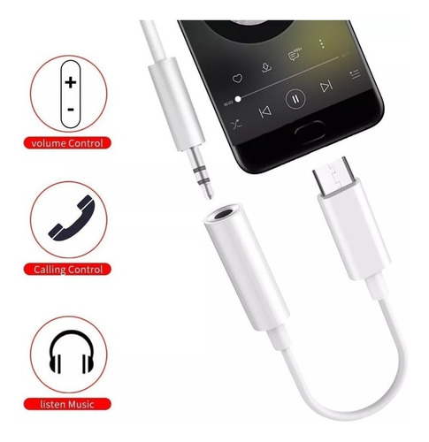 Imagen 3 de 5 de Cable Adaptador Usb-c Usbc O Tipo C A Plug Jack 3.5mm Audio®