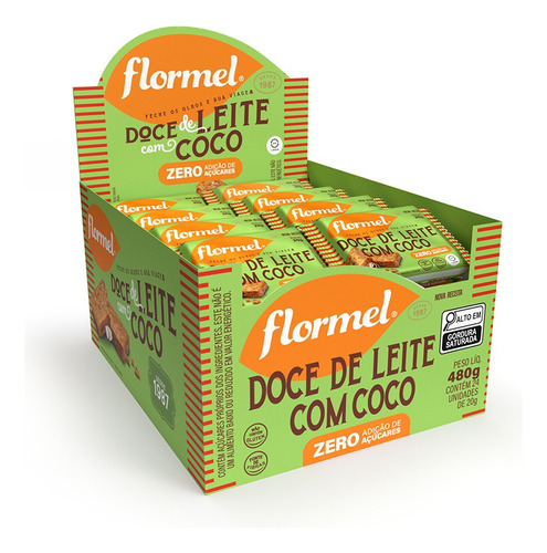 Doce De Leite Com Coco Flormel Zero Açúcar 24 Und