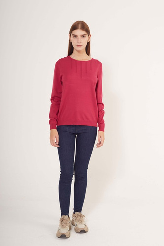 Sweater Ted Bodin Taurus Manga Larga Color Fucsia Para Mujer