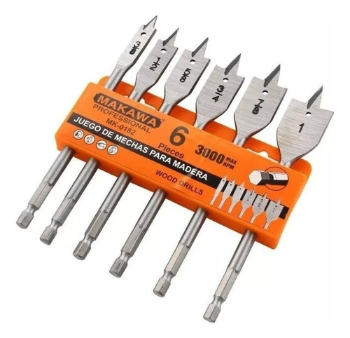 Set Mechas - Brocas Para Madera Plana - 6 Piezas - Makawa