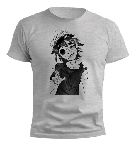 Remera Gorillaz 2d Diseño 2gris Melange