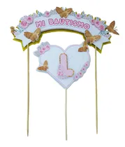 Comprar Cake Toppers 3d Mi Bautismo Personalizado Adorno Deco Torta
