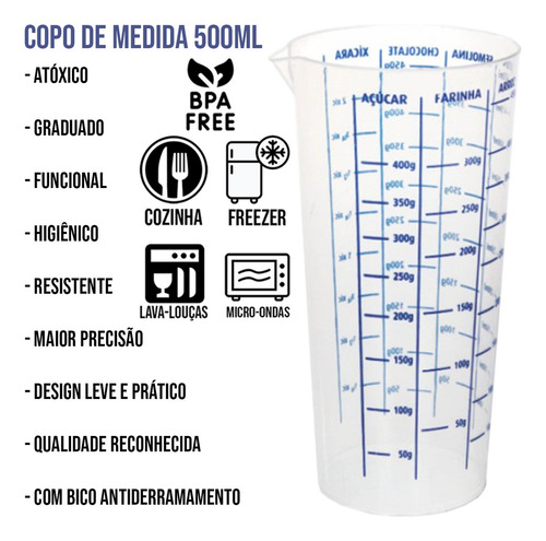 Copo Medida 500ml + Pote Redondo Com Tampa 5,2 Litros Colors