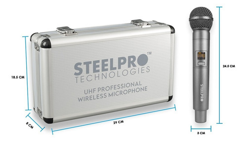 Imagen 3 de 4 de Microfonos Inalambricos 50m Alcance Uhf Con Maleta Steelpro