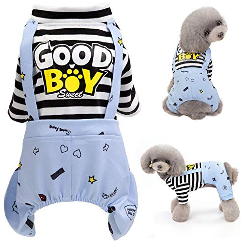 Brocarp - Mono Para Perro, Pijama De Cachorro A Rayas, Lindo