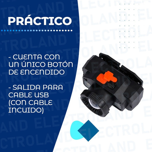Imagen 3 de 10 de Vincha Minera Linterna 3 Led Sensor Recargable Usb Cree Xpe