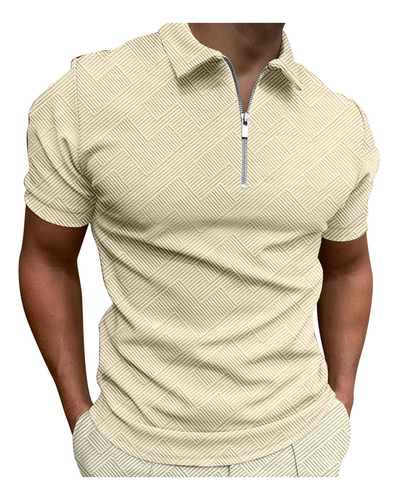 Polera En L Para Hombre, Casual, Lisa, Doblada, Corta Con