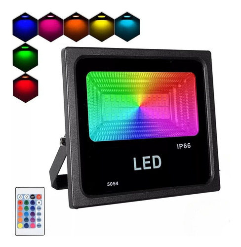 Reflectores Led Rgb De 50w Ip66 Para Exterior Color de la carcasa Negro