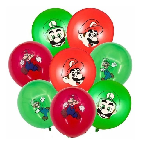 Super Mario Y Luigi Kit Pack De 10 Globos De Latex De 20cm