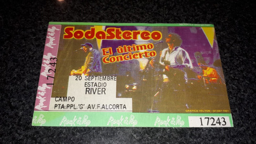 Entrada Soda Stereo - 1997 - Campo River - Ultimo Concierto (Usado)