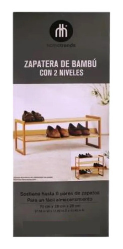 Zapatera De Bambú Con 2 Niveles 70x28x29 Cm. Hometrends