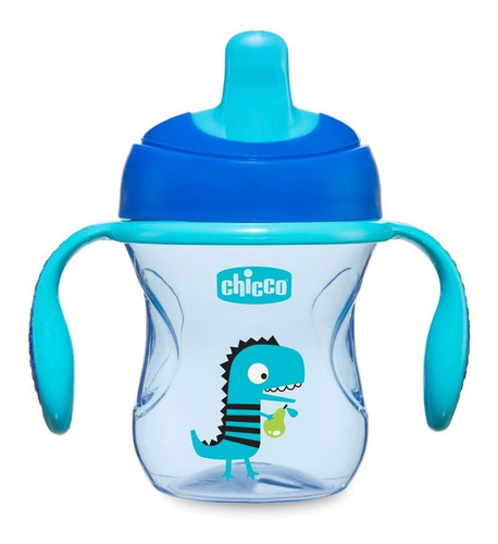 Imagen 1 de 1 de Vaso para bebés con aza antiderrame Chicco Training Cup color blue 1 unidad de 200mL