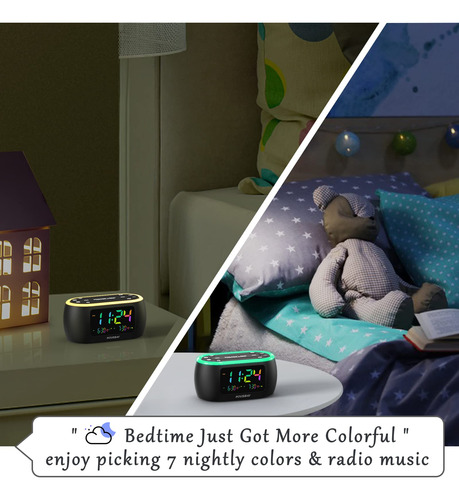 Reloj Despertador Housbay 3 En 1 Con Luz Nocturna Arcoíris Color
