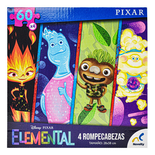 Rompecabezas 4 En 1, Disney Elemental, 60 Pzas C/u, Novelty