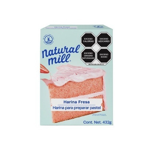 12 Pack Harina Para Pastel Natural Mill Sabor Fresa