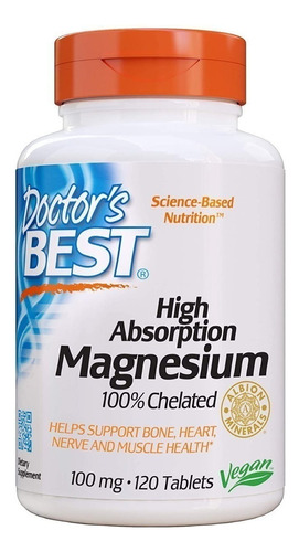 Glicinato De Magnesio Alta Absorción, Dr Best 120tabl,