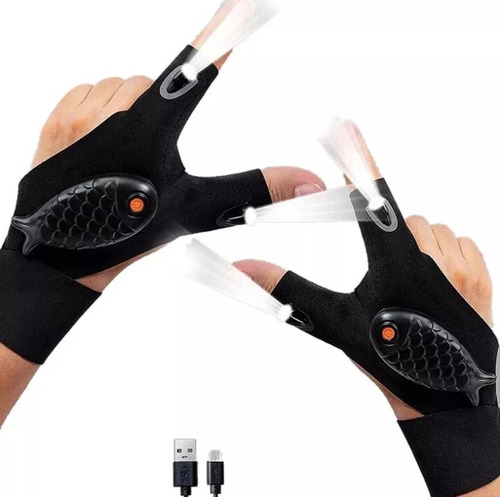  Par De Guantes Con Linterna Led Multifunción Recargables