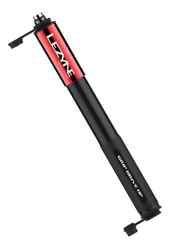 Bomba De Mano Bicicleta Lezyne Grip Drive Hv Mediano 90 Psi Color Negro/Rojo