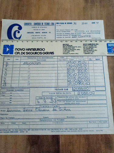 Nota Fiscal Antiga Rara Casa Cavasotto Novo Hamburgo Rs (Usado)