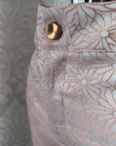 Short De Vestir Corto Casual Bordado Floral Satinado Fresco