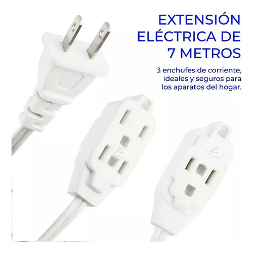 Extensión Eléctrica Para Interiores 7mts 3 Toma Corrientes Color Blanco